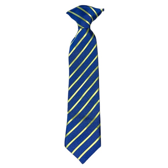 Navy & Neon Green Striped Baby Boys Clip On Tie - Picture 1 of 7
